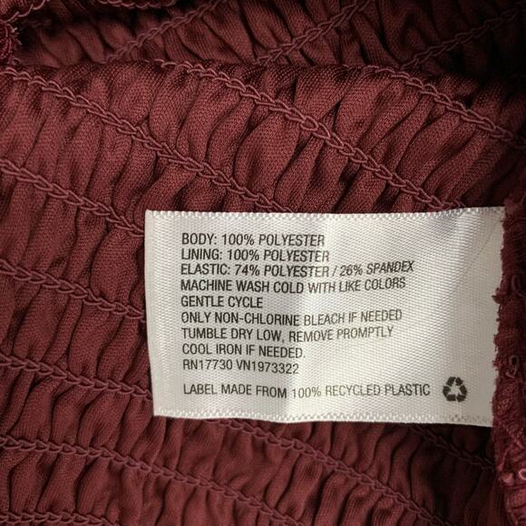 Wild Fable Blouse Cropped Smocked Long Puffy Sleeves Red Floral Boho Women's S - Picture 9 of 9